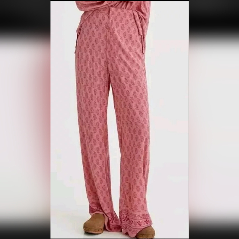 Pull & Bear Boho Pink Paisley Flowy Pants Size M/L
